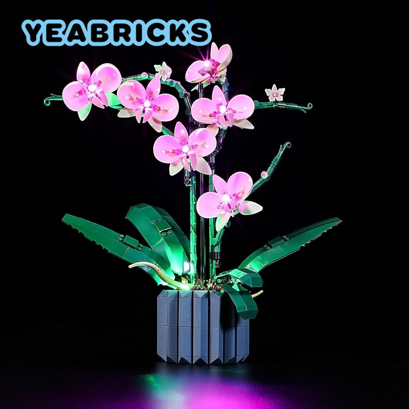 LED Illuminated Orchid Construction Blocks Set - Compatible with Big Block Brand - ToylandEU