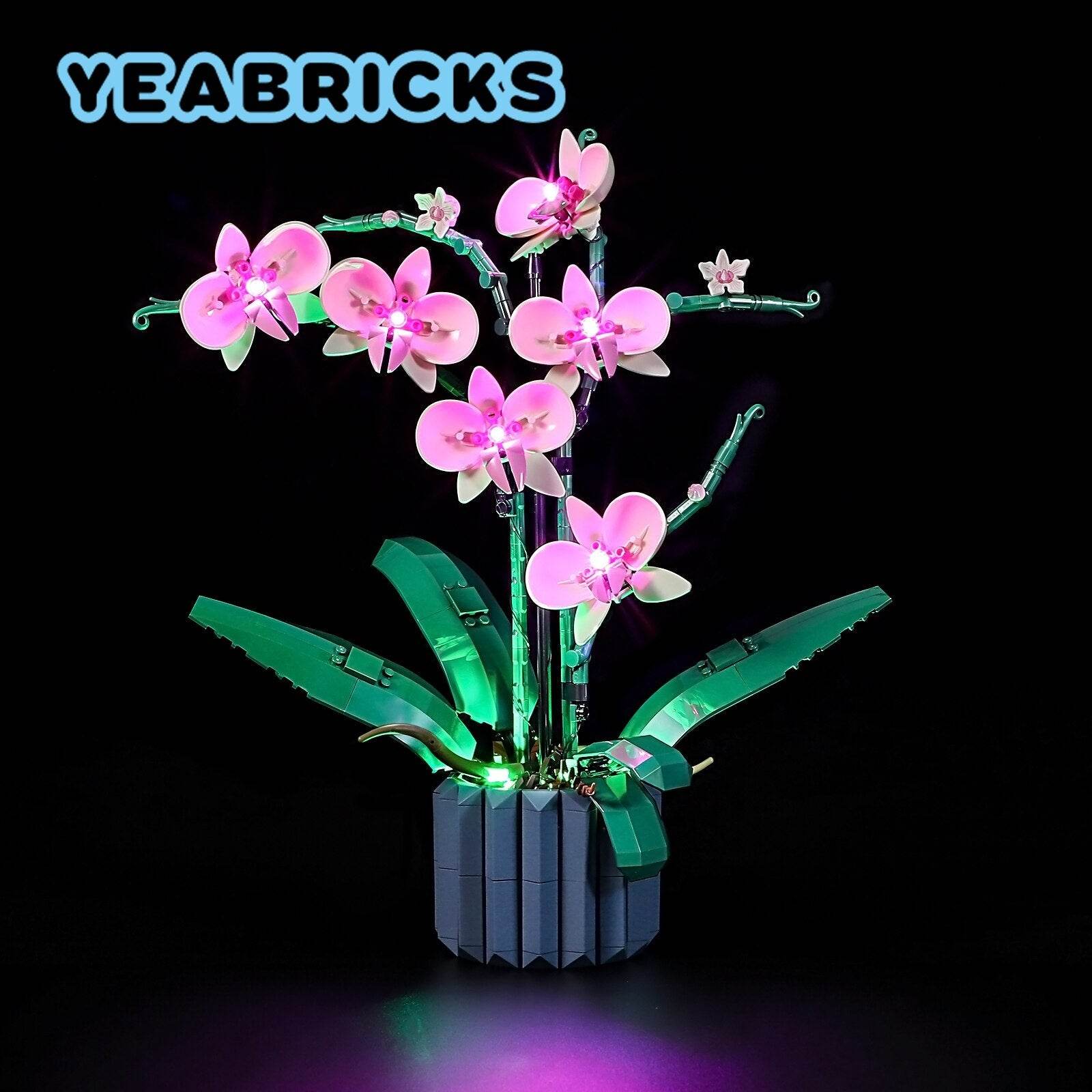 LED Illuminated Orchid Construction Blocks Set - Compatible with Big Block Brand - ToylandEU