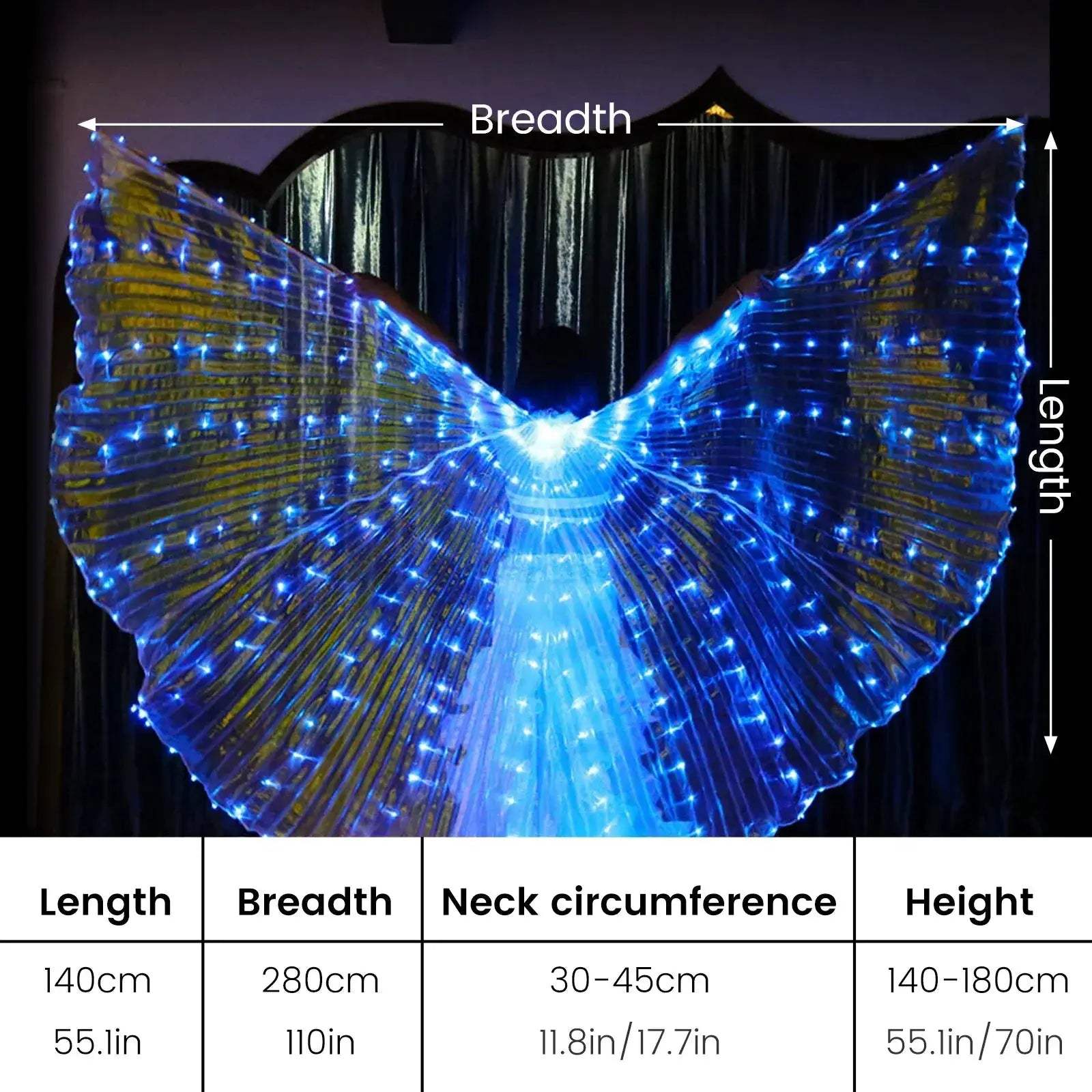 LED Isis Wings Light Up Belly Dance Costume Telescopic Sticks - ToylandEU
