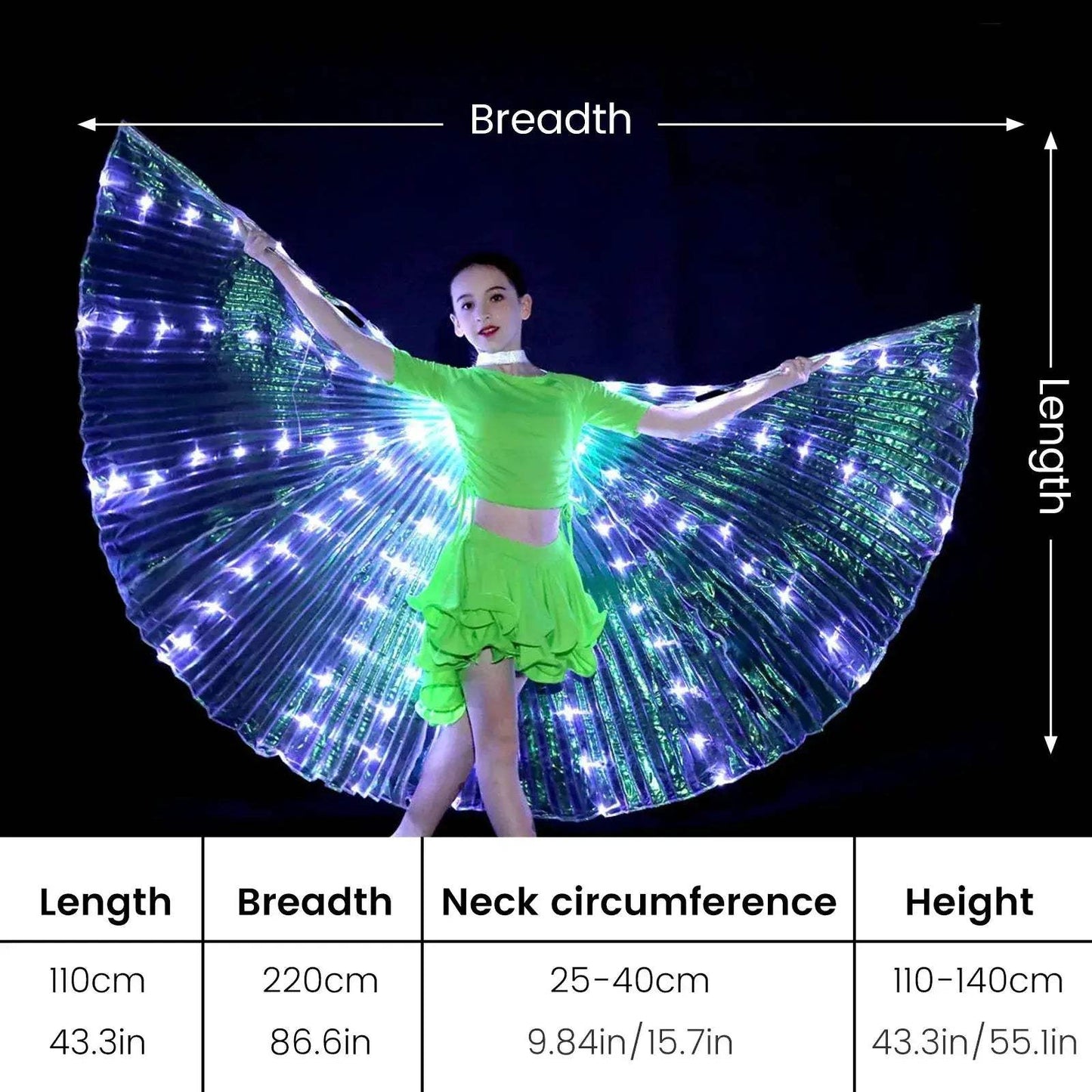 LED Isis Wings Light Up Belly Dance Costume Telescopic Sticks - ToylandEU