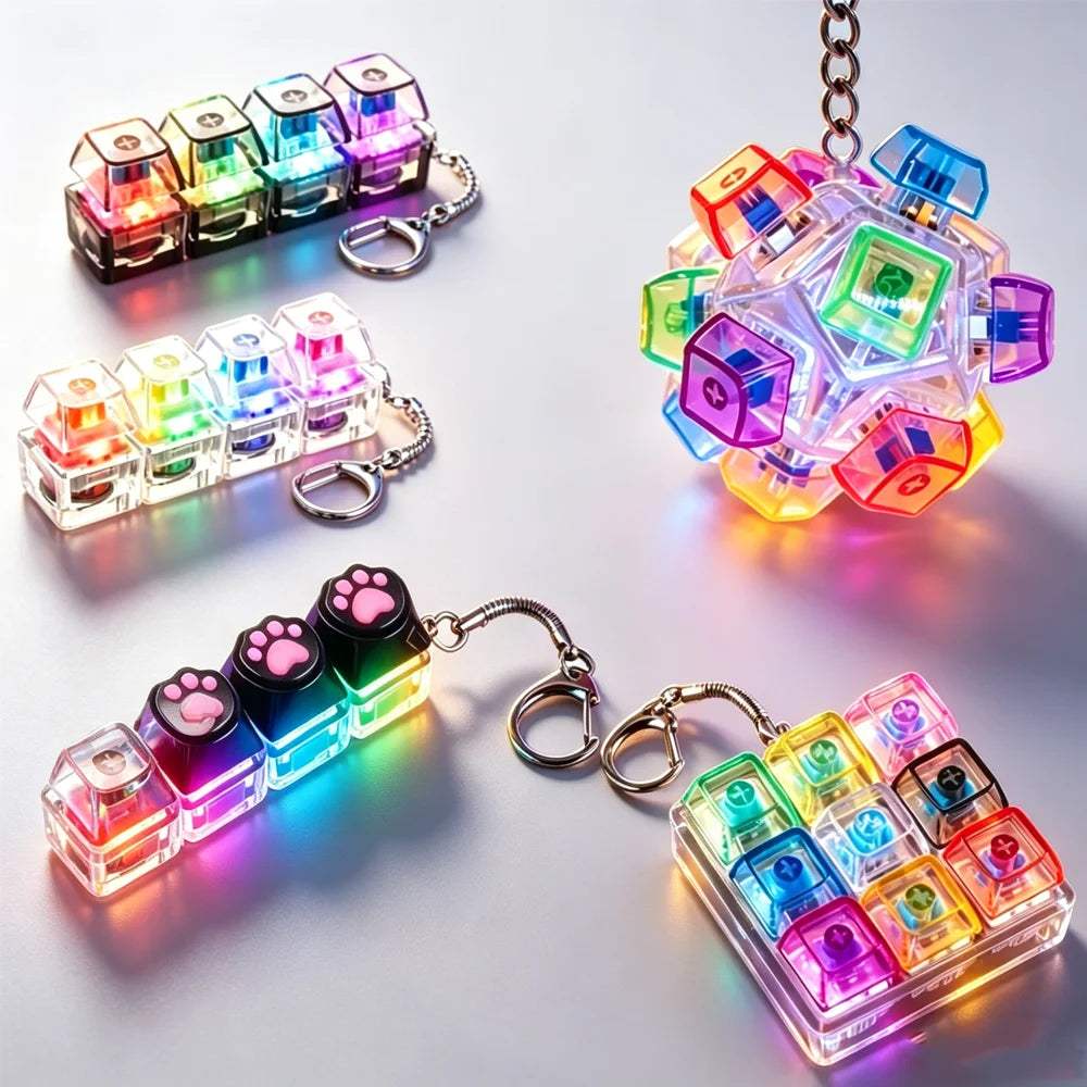 LED Keyboard Fidget Keychain | Crystal Switch | Toylandeu™
