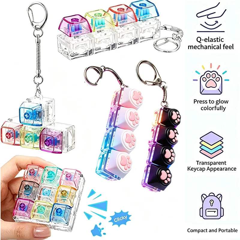 LED Keyboard Fidget Keychain | Crystal Switch | Toylandeu™