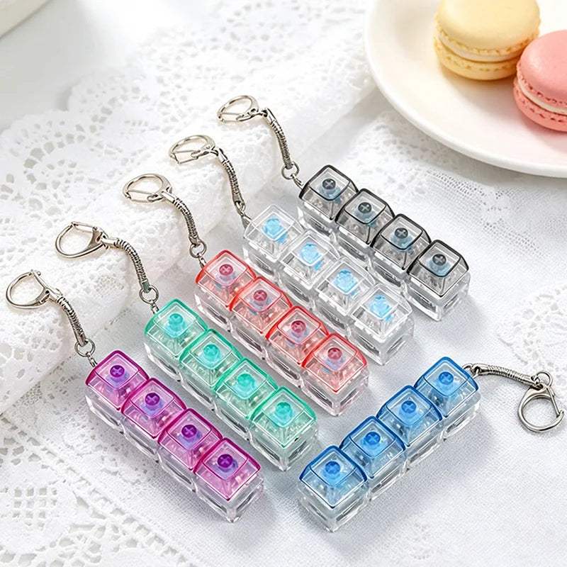 LED Keyboard Fidget Keychain | Crystal Switch | Toylandeu™