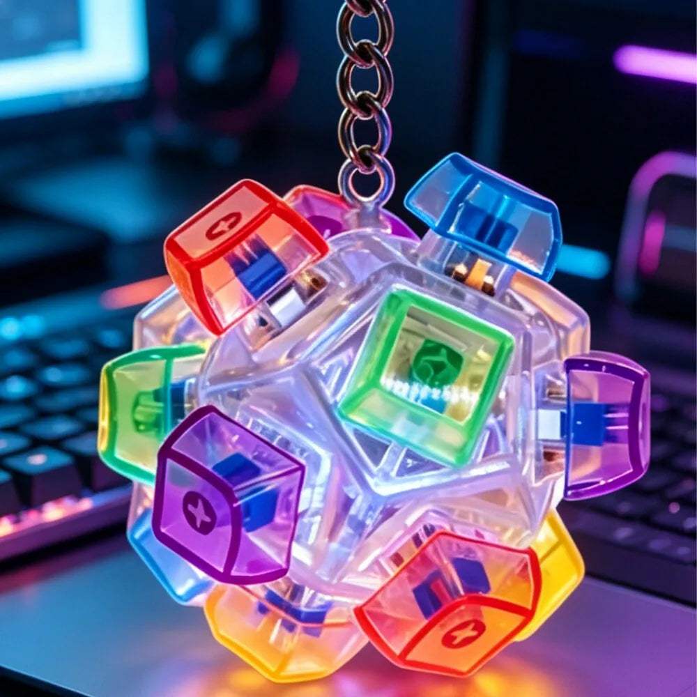 LED Keyboard Fidget Keychain | Crystal Switch | Toylandeu™