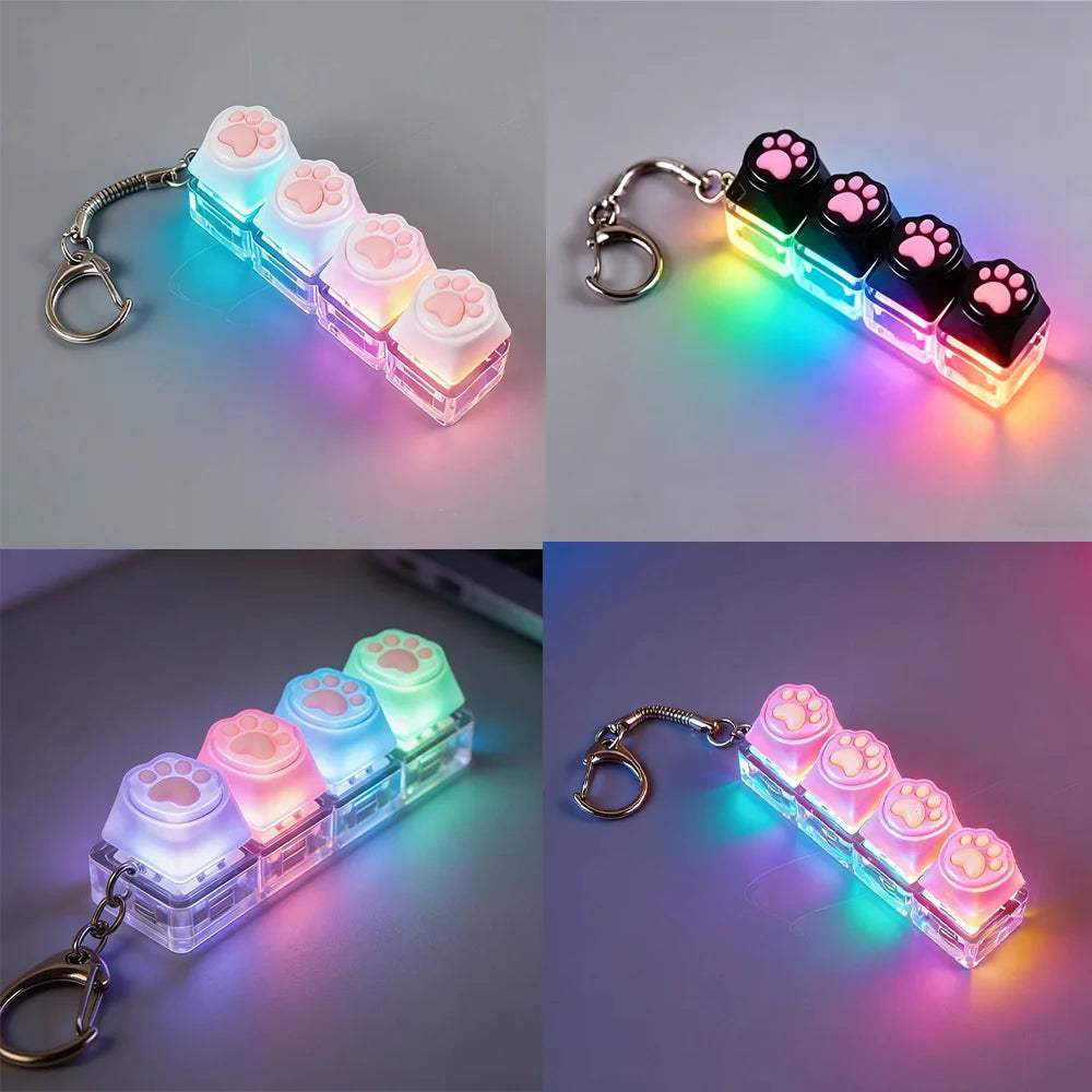 LED Keyboard Fidget Keychain | Crystal Switch | Toylandeu™