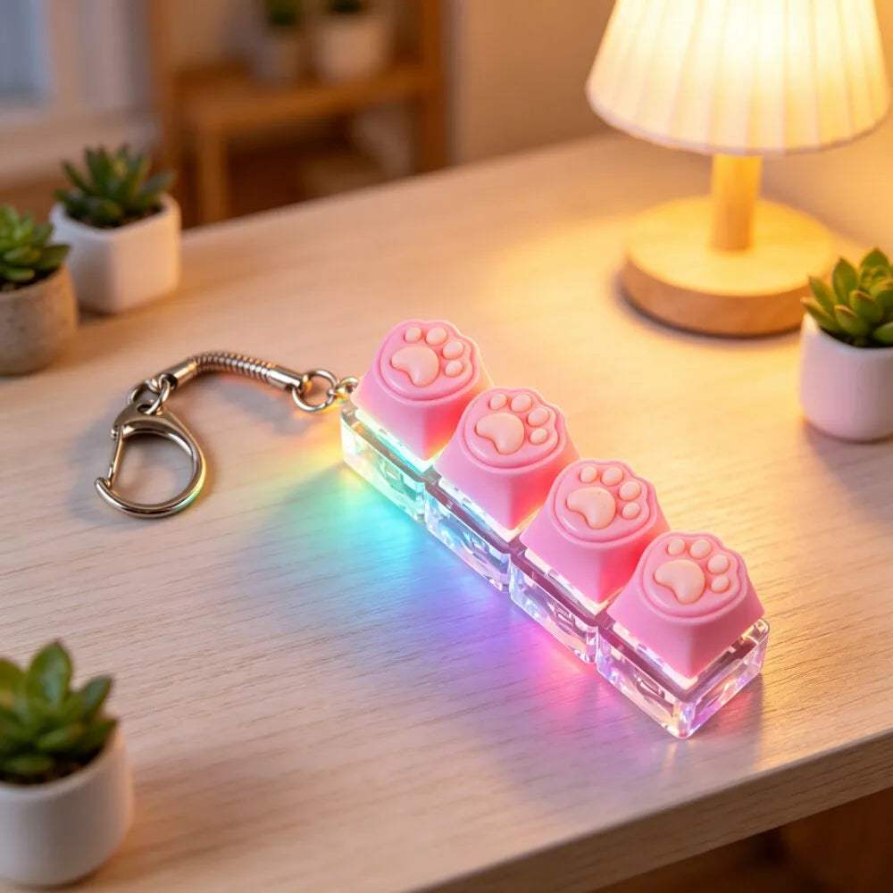 LED Keyboard Fidget Keychain | Crystal Switch | Toylandeu™