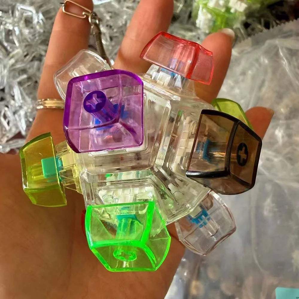 LED Keyboard Fidget Keychain | Crystal Switch | Toylandeu™