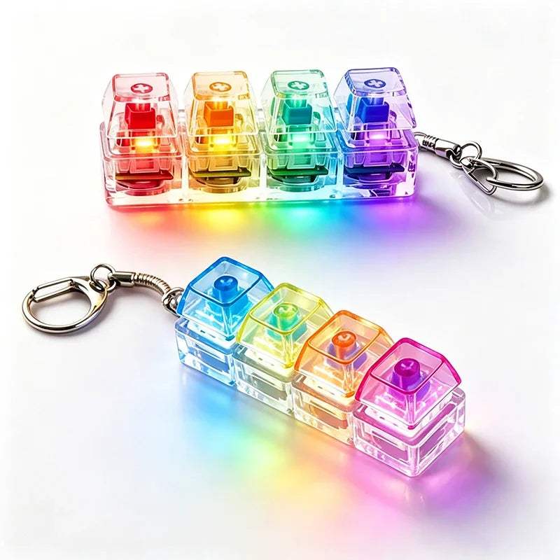 LED Keyboard Fidget Keychain | Crystal Switch | Toylandeu™