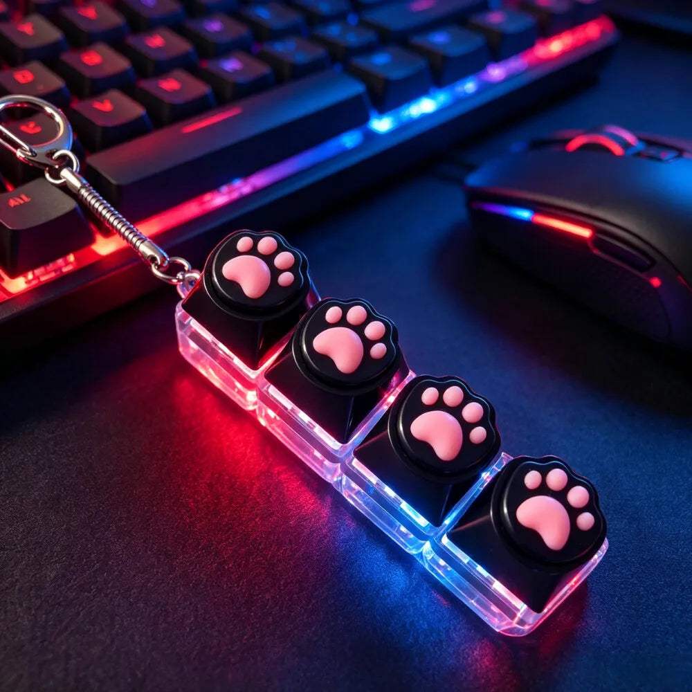 LED Keyboard Fidget Keychain | Crystal Switch | Toylandeu™