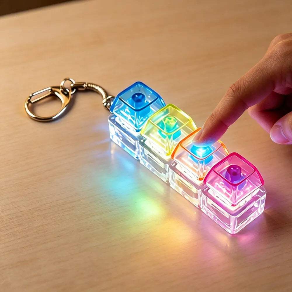 LED Keyboard Fidget Keychain | Crystal Switch | Toylandeu™