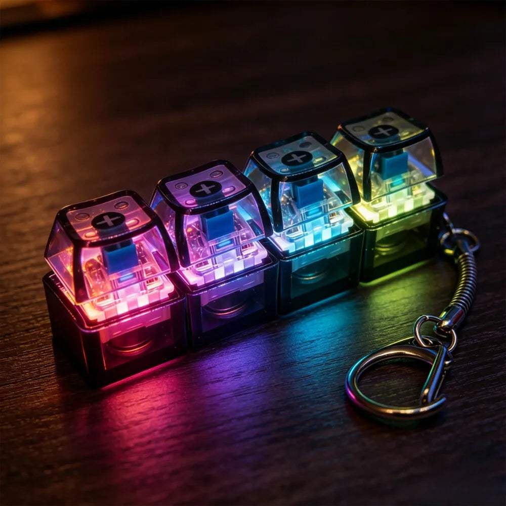 LED Keyboard Fidget Keychain | Crystal Switch | Toylandeu™