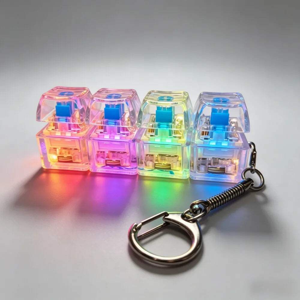 LED Keyboard Fidget Keychain | Crystal Switch | Toylandeu™