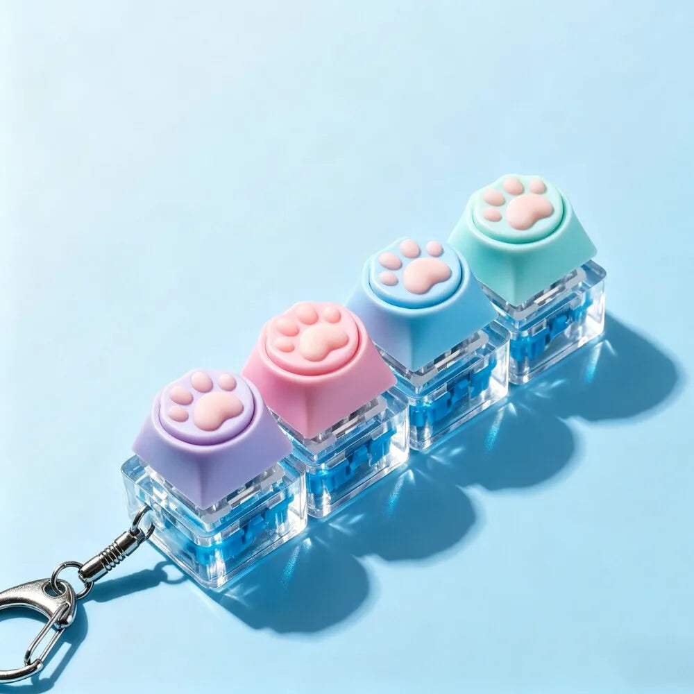LED Keyboard Fidget Keychain | Crystal Switch | Toylandeu™