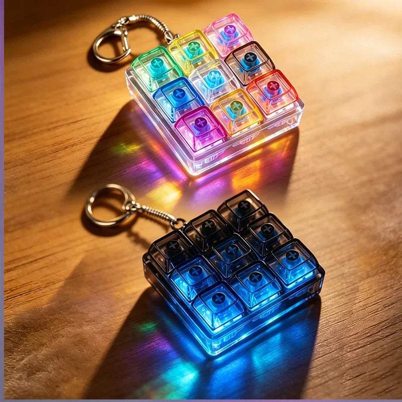 LED Keyboard Fidget Keychain | Crystal Switch | Toylandeu™