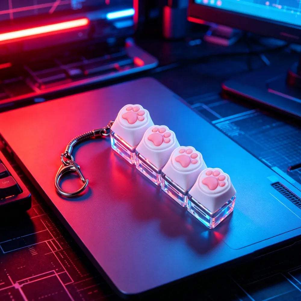 LED Keyboard Fidget Keychain | Crystal Switch | Toylandeu™