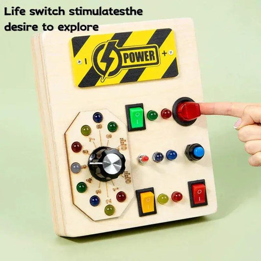  LED Light Busy Board for Babies Sensory Wooden Toy CE -  ToylandEU™