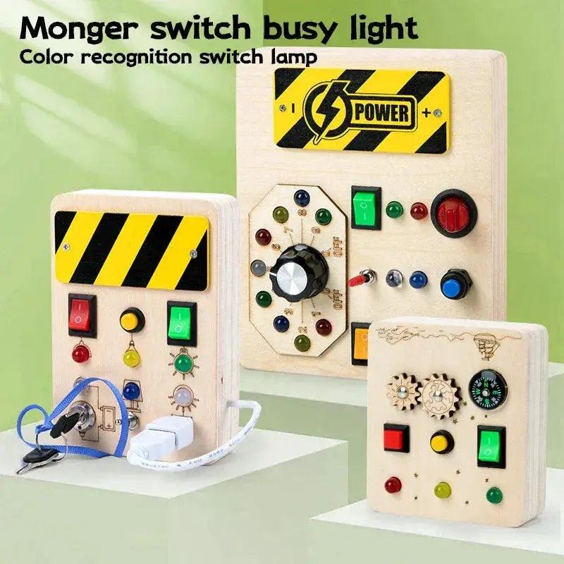  LED Light Busy Board for Babies Sensory Wooden Toy CE -  ToylandEU™