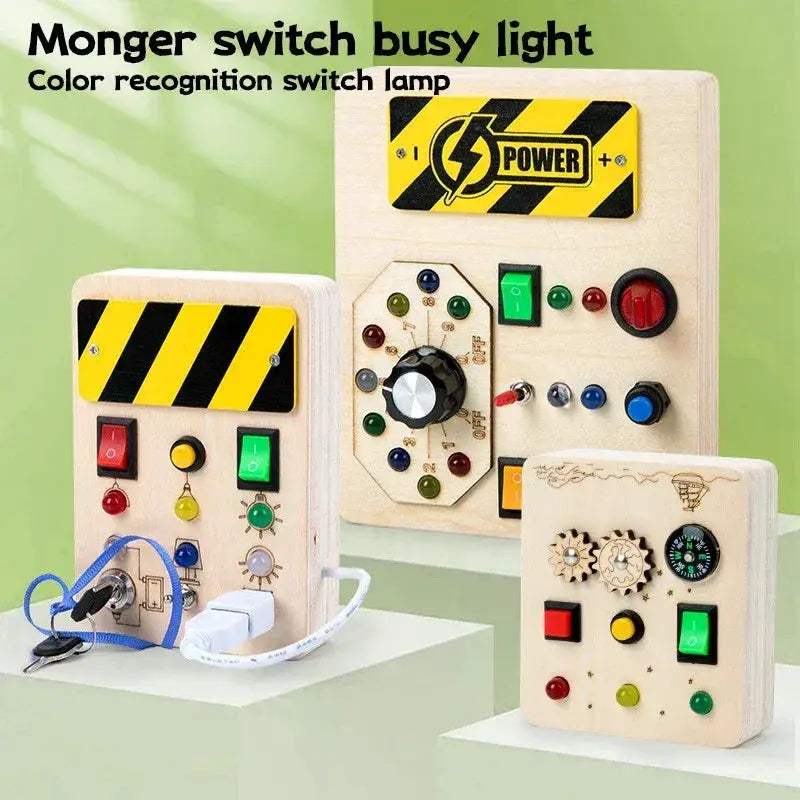LED Light Busy Board for Babies Sensory Wooden Toy - ToylandEU
