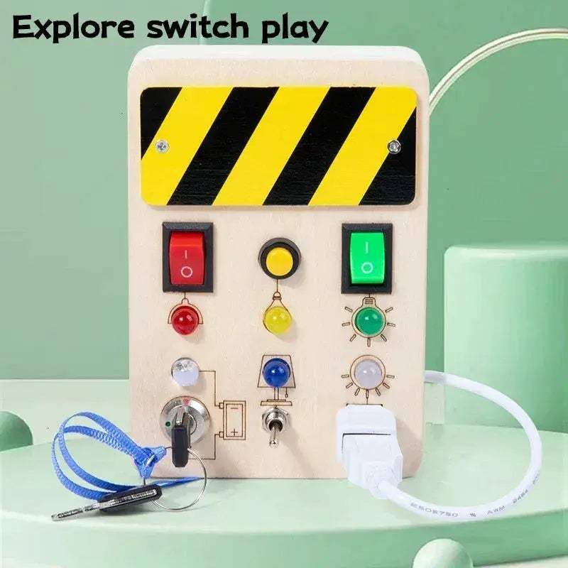 LED Light Busy Board for Babies Sensory Wooden Toy - ToylandEU