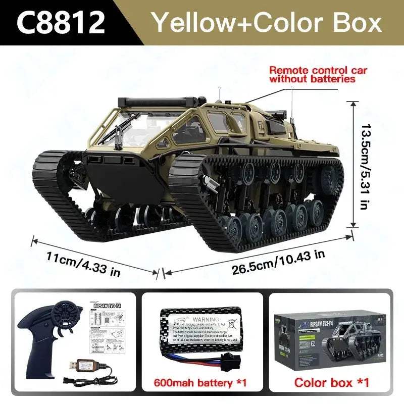 LED Light Remote Control RC Tank Off-Road Vehicle for Kids - ToylandEU
