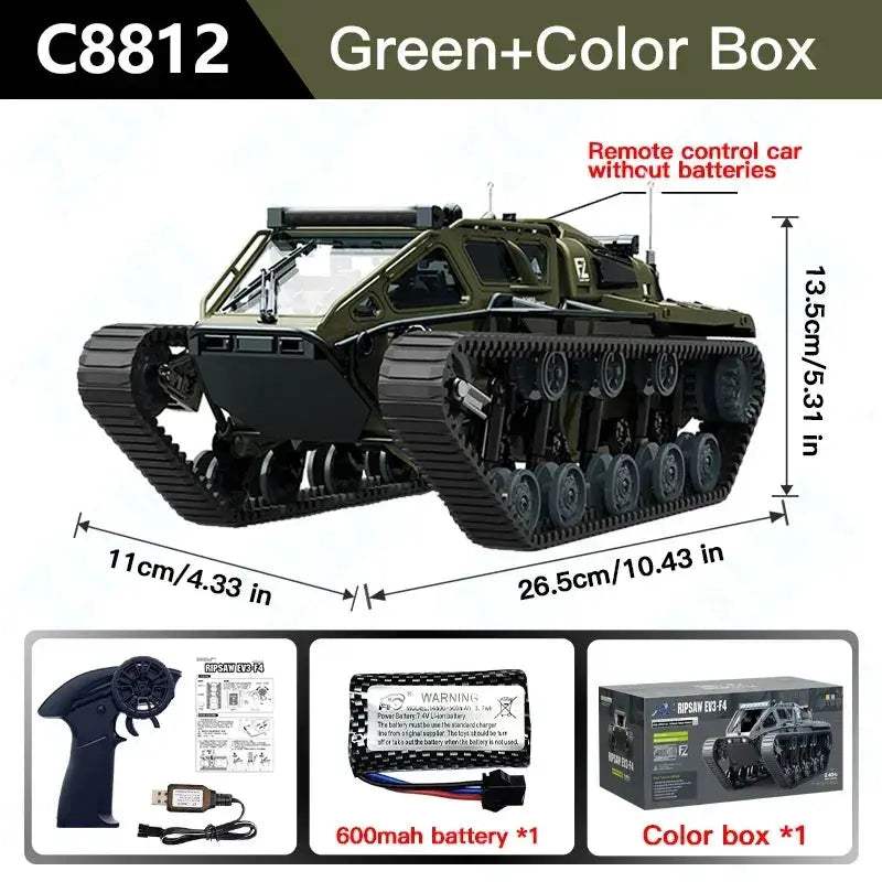 LED Light Remote Control RC Tank Off-Road Vehicle for Kids - ToylandEU