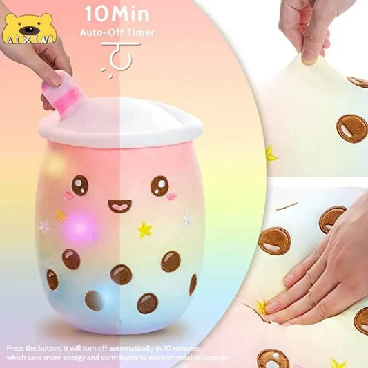 LED Light-Up Boba Plush Bubble Tea Pillow - Cute & Cozy Decor! - ToylandEU