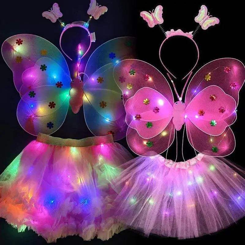 LED Light Up Butterfly Wings Cosplay For Girls Tutu - ToylandEU