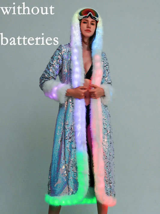  LED Light Up Faux Fur Rave Jacket USB Powered Design -  ToylandEU™