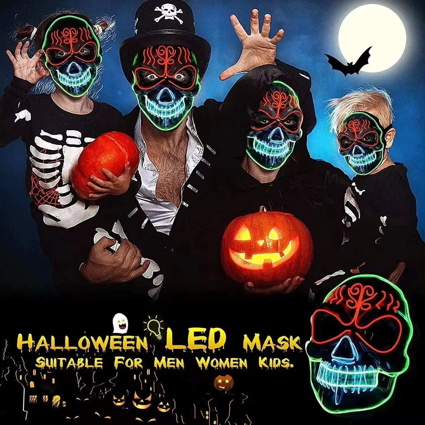  LED Light Up Skull Mask Halloween Cosplay Glowing -  ToylandEU™