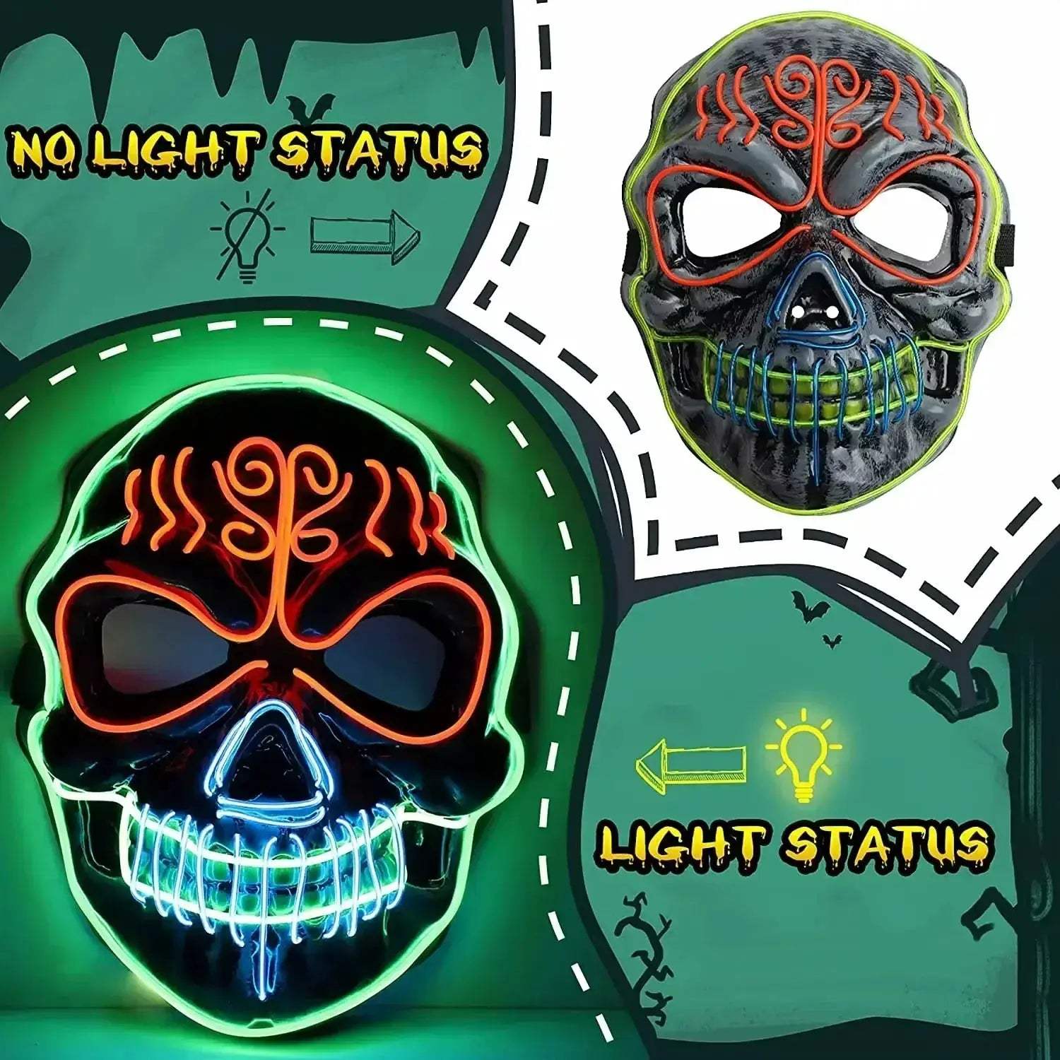  LED Light Up Skull Mask Halloween Cosplay Glowing -  ToylandEU™
