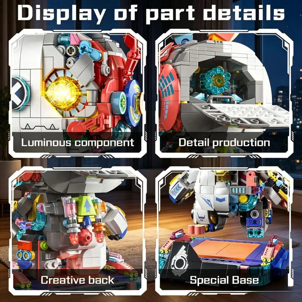 LED Robot Rabbit Building Blocks | 1377 Pcs Light Up | Toylandeu™
