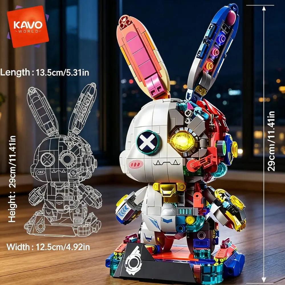 LED Robot Rabbit Building Blocks | 1377 Pcs Light Up | Toylandeu™