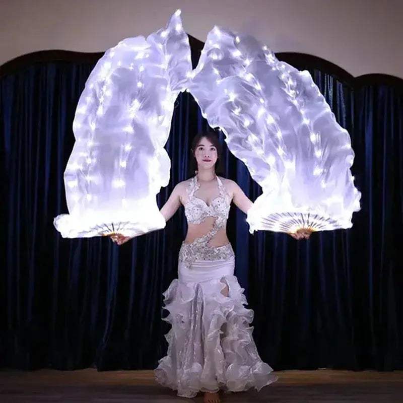 LED Silk Fans Belly Dancing 150cm Gradient Color Performance - ToylandEU