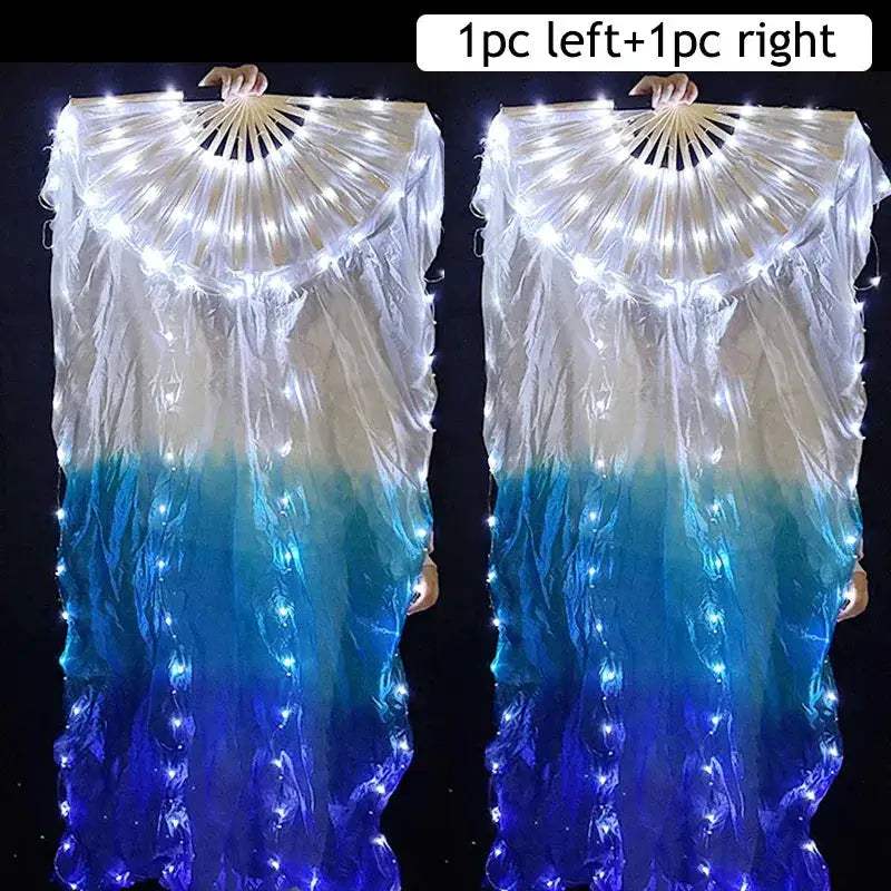 LED Silk Fans Belly Dancing 150cm Gradient Color Performance - ToylandEU