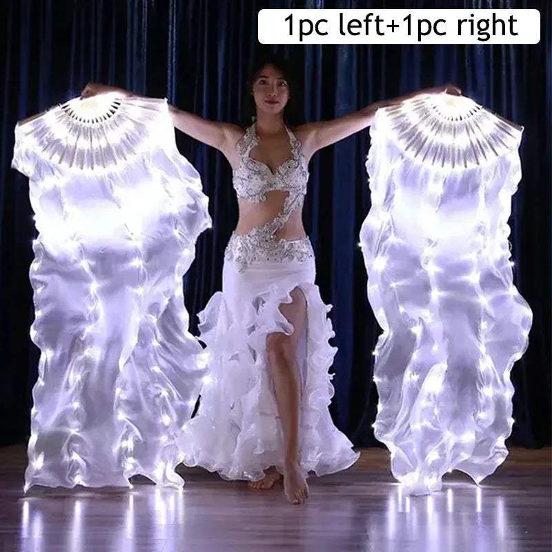 LED Silk Fans Belly Dancing 150cm Gradient Color Performance - ToylandEU