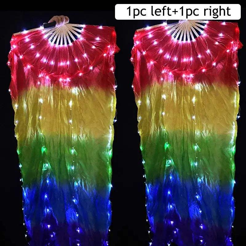 LED Silk Fans Belly Dancing 150cm Gradient Color Performance - ToylandEU