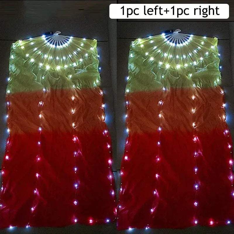 LED Silk Fans Belly Dancing 150cm Gradient Color Performance - ToylandEU