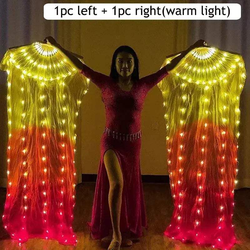 LED Silk Fans Belly Dancing 150cm Gradient Color Performance - ToylandEU