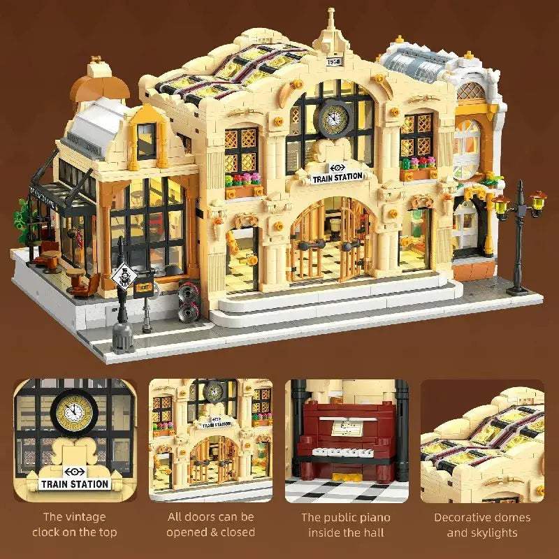 LED Train Station Building Blocks Kit For Adults And Kids - ToylandEU