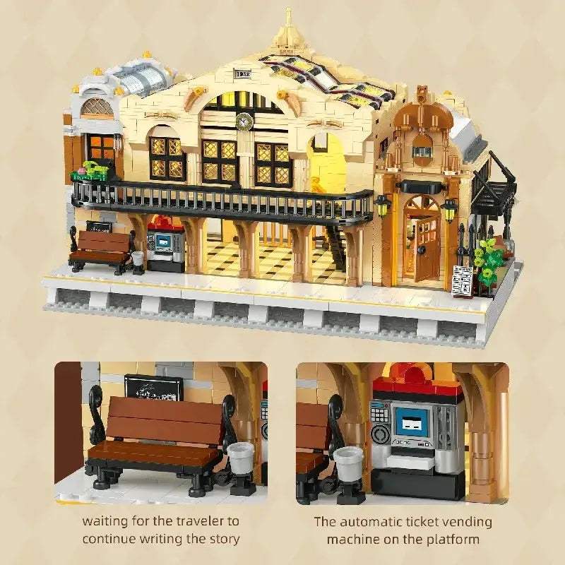 LED Train Station Building Blocks Kit For Adults And Kids - ToylandEU