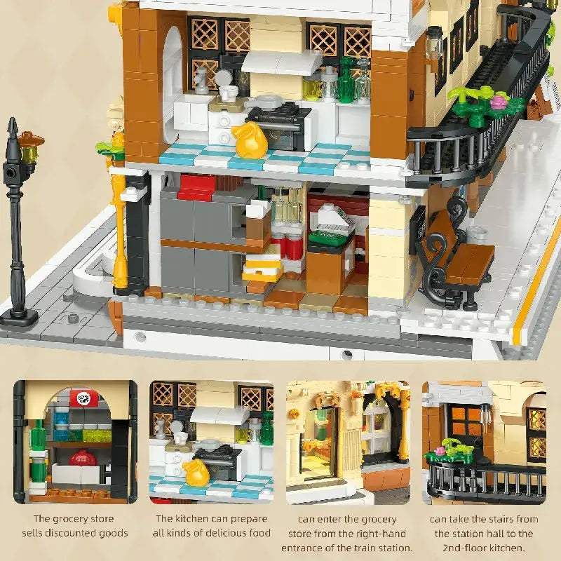 LED Train Station Building Blocks Kit For Adults And Kids - ToylandEU