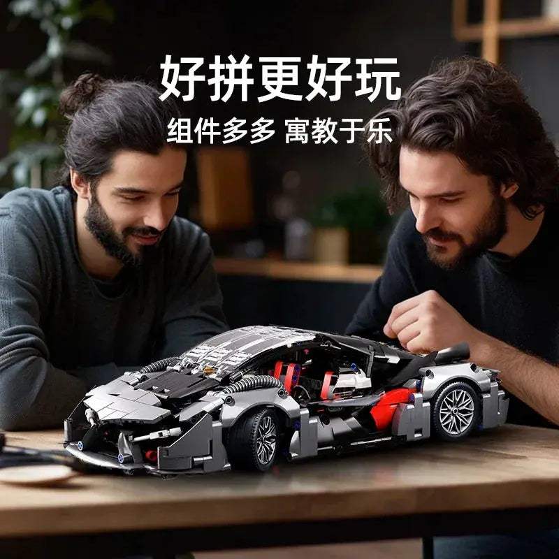 LEGO Compatible 1 To 14 Scale Realistic Silver Sports Car - ToylandEU