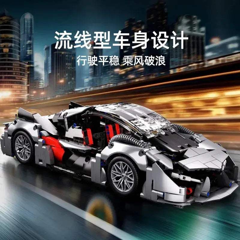 LEGO Compatible 1 To 14 Scale Realistic Silver Sports Car - ToylandEU