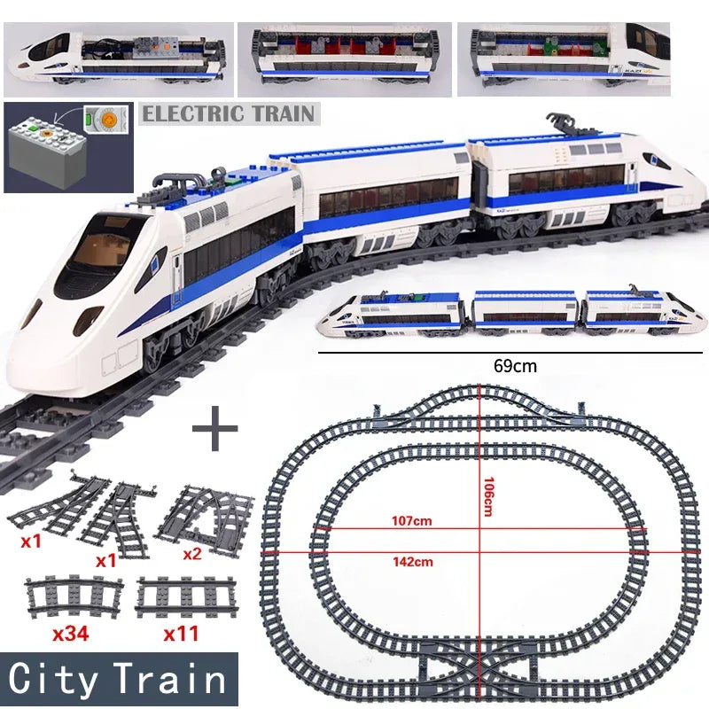 LEGO Compatible City Train Tracks Building Blocks Fun Toy - ToylandEU