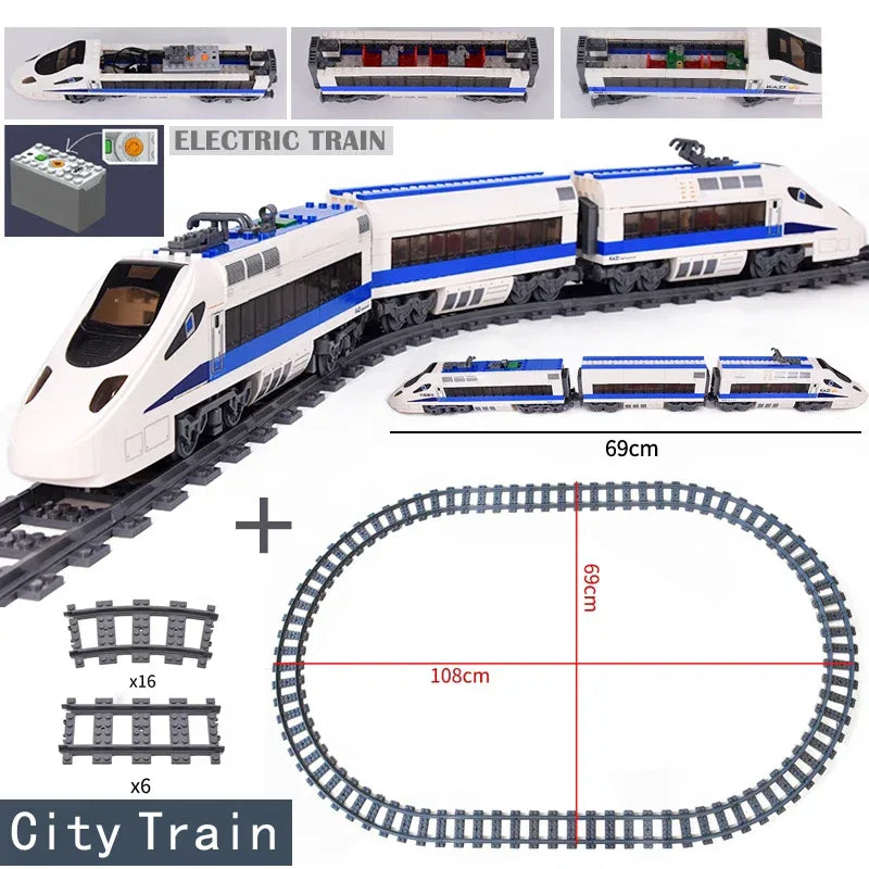 LEGO Compatible City Train Tracks Building Blocks Fun Toy - ToylandEU