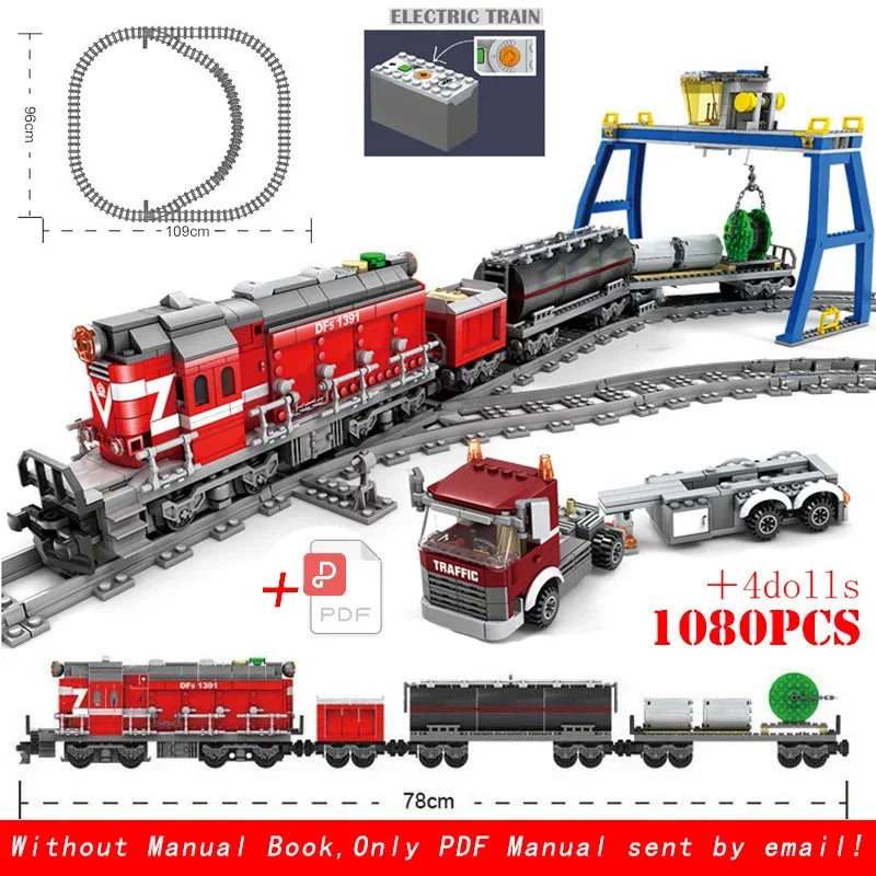 LEGO Compatible City Train Tracks Building Blocks Fun Toy - ToylandEU