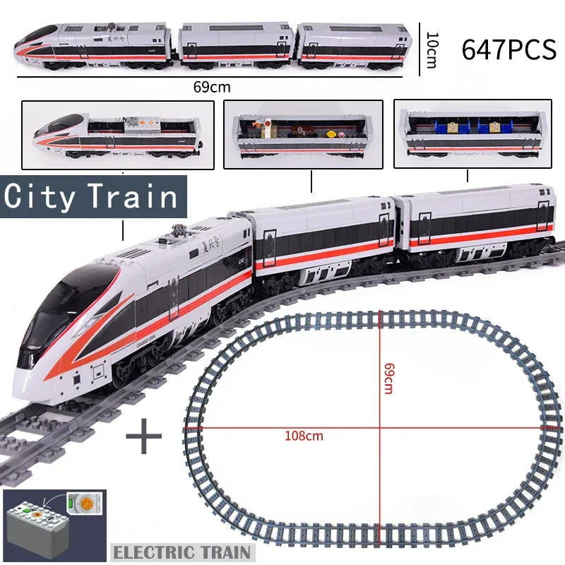 LEGO Compatible City Train Tracks Building Blocks Fun Toy - ToylandEU
