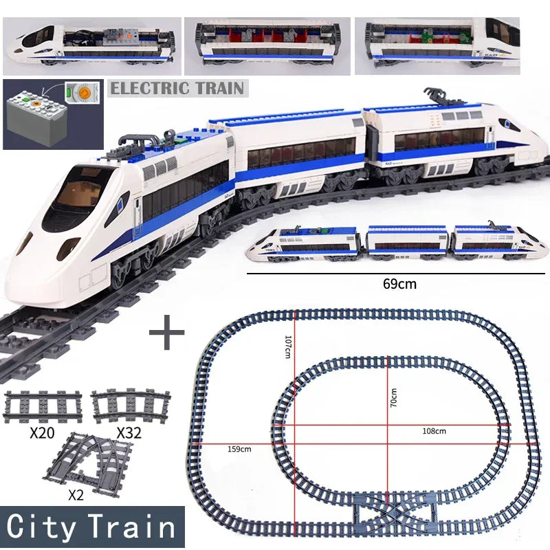 LEGO Compatible City Train Tracks Building Blocks Fun Toy - ToylandEU
