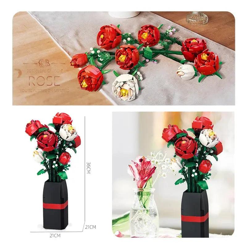  LEGO Compatible Rose Vase Building Blocks Gift Ready -  ToylandEU™