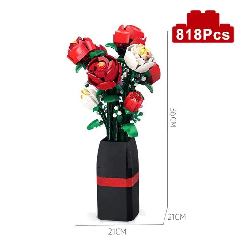  LEGO Compatible Rose Vase Building Blocks Gift Ready -  ToylandEU™